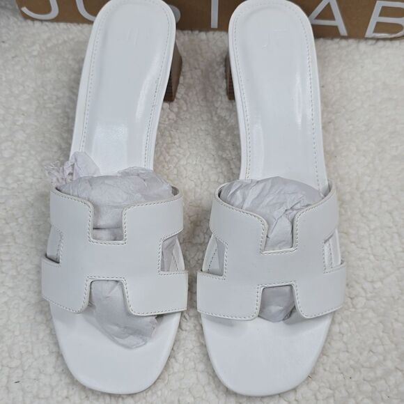 NIB JustFab Haidee Bright White Heeled Sandal Size 8.5 - Picture 2 of 9